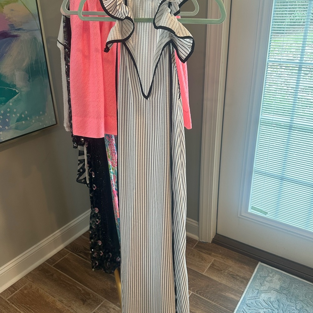 Zara Black and White Striped Maxi Dress
